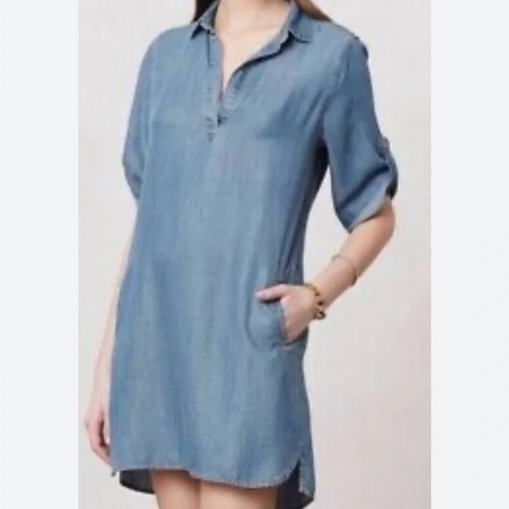 LOFT Blue Denim Mini Dress - Picture 3 of 10